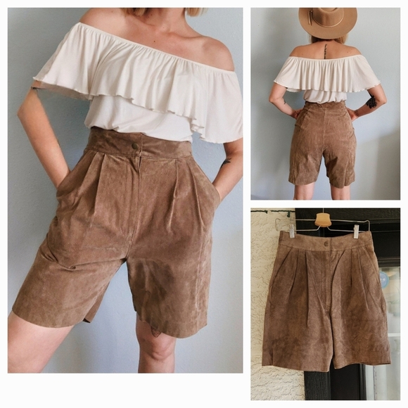 Vintage‎ 1980s Suede “Chia” Shorts - Picture 1 of 8